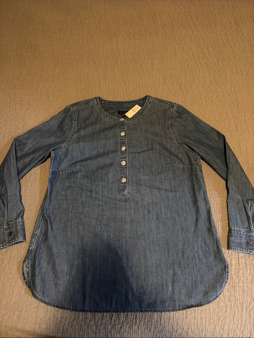 Talbots Denim Button Up Shirt w/ Bedazzled Buttons